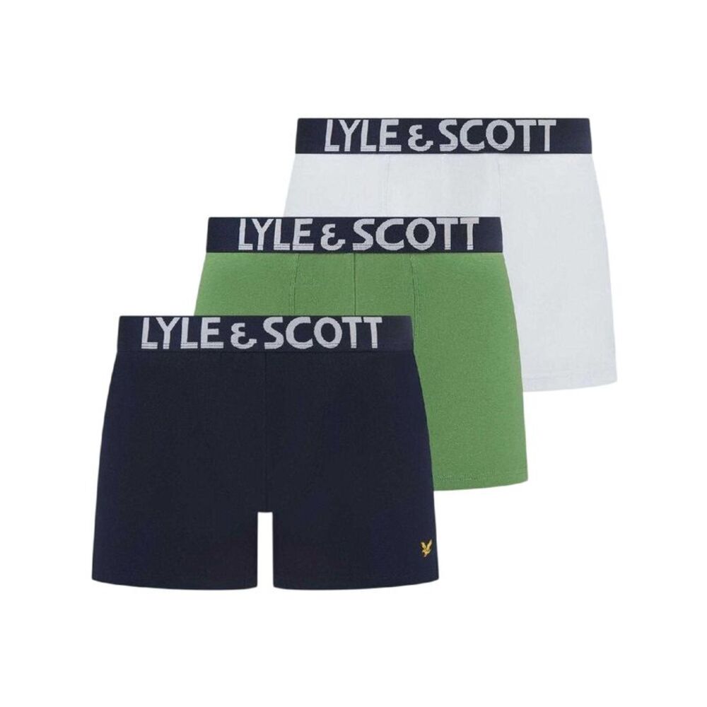 Lyle & Scott Mens Daniel Fitted Boxer Shorts (Pack of 3) / Green/White/Blue